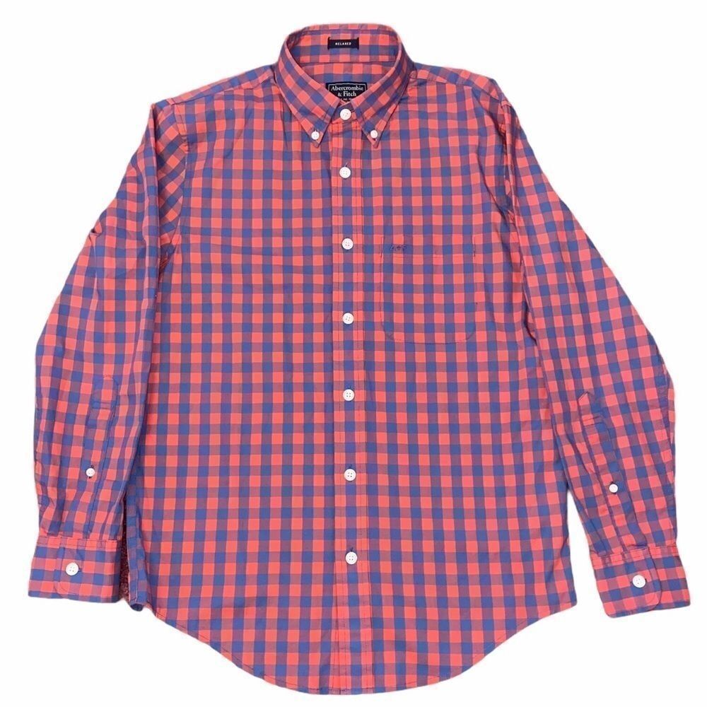 Abercrombie & Fitch Plaid Relaxed Shirt Red Blue